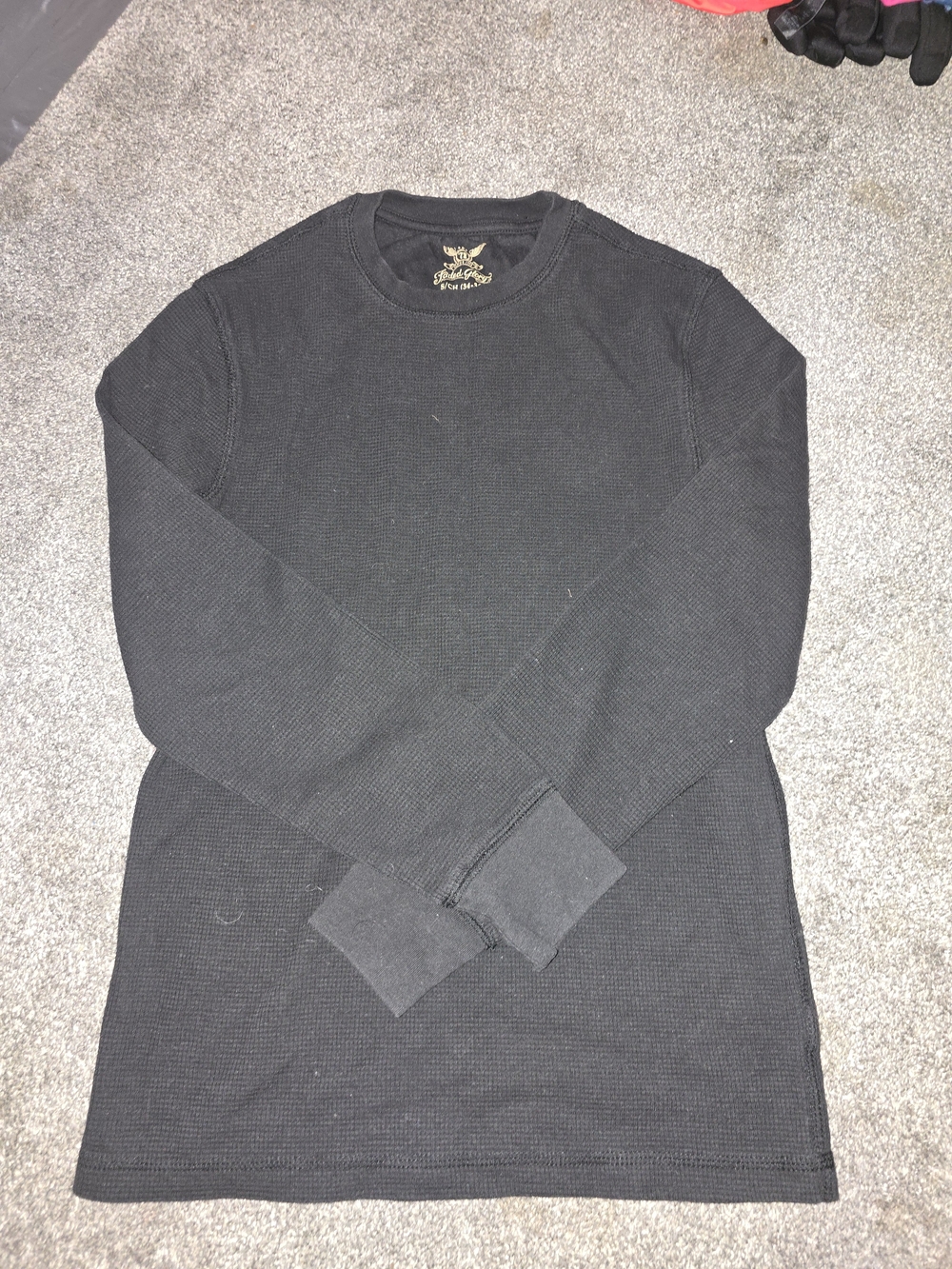 Men's Black Thermal Long-Sleeve Crew Shirt